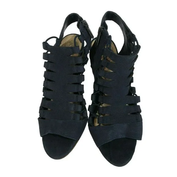 Vince Camuto Eliaz Lace Up Strappy Dress Sandal Cone heel Women's Size 5.5 Navy - Picture 3 of 8